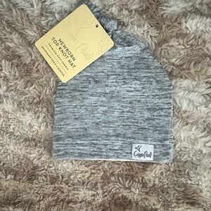 Gray Top Knot Baby Hat